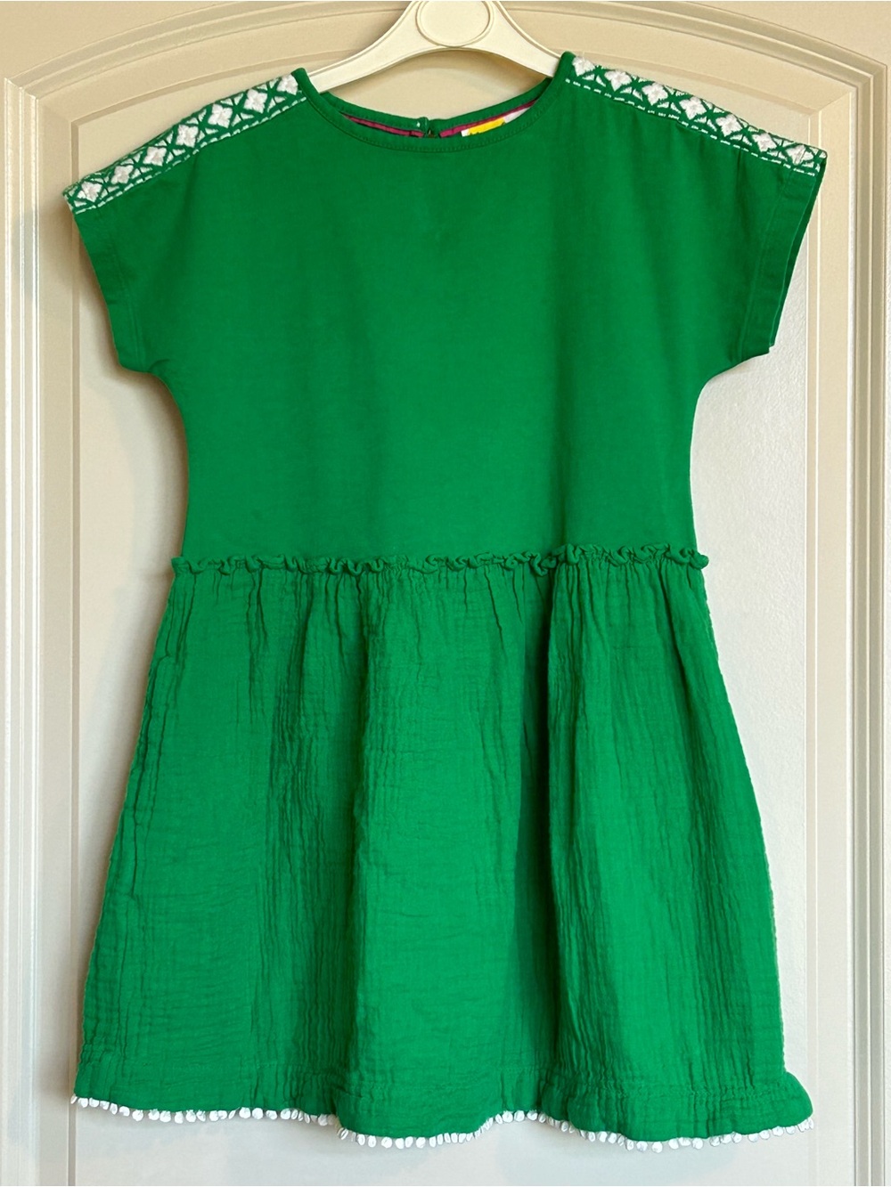 6-7Y Mini Boden Pom-Pom Hem Girls' Dress